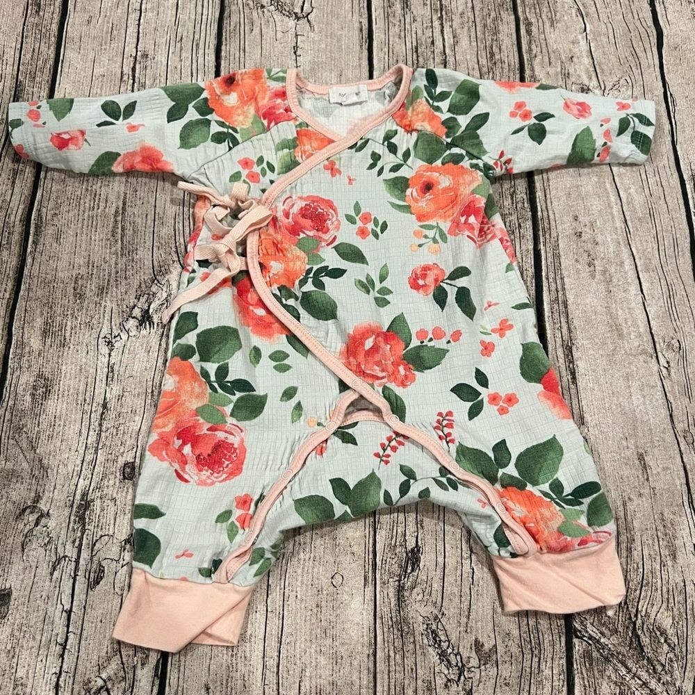 Angel Dear Floral Muslin Kimono One Piece in pink and blue size 0-3 months